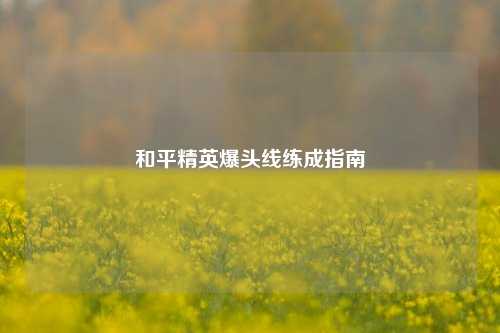 和平精英爆头线练成指南