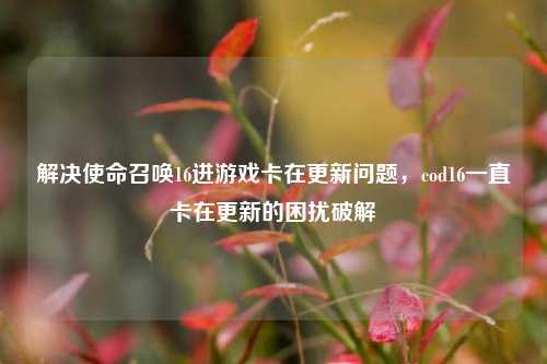 解决使命召唤16进游戏卡在更新问题，cod16一直卡在更新的困扰破解