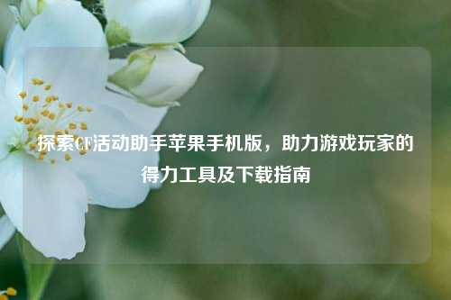 探索CF活动助手苹果手机版,助力游戏玩家的得力工具及下载指南