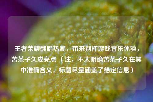 王者荣耀翻唱热潮，带来别样游戏音乐体验，苦茶子久成亮点 （注，不太明确苦茶子久在其中准确含义，标题尽量涵盖了给定信息）