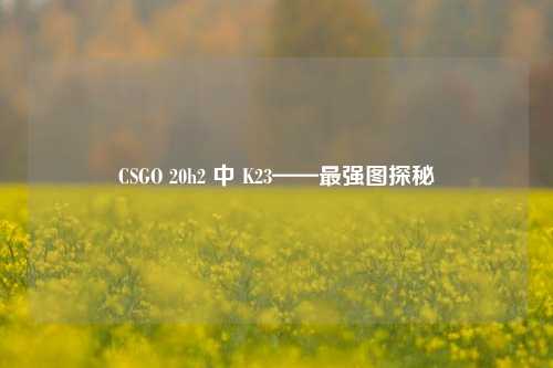 CSGO 20h2 中 K23——最强图探秘