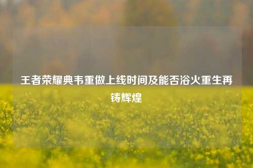 王者荣耀典韦重做上线时间及能否浴火重生再铸辉煌
