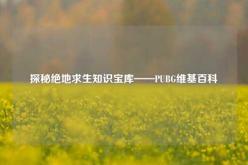 探秘绝地求生知识宝库——PUBG维基百科