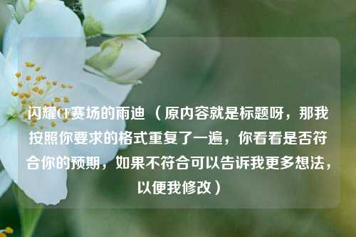 闪耀CF赛场的雨迪 (原内容就是标题呀,那我按照你要求的格式重复了一遍,你看看是否符合你的预期,如果不符合可以告诉我更多想法,以便我修改)