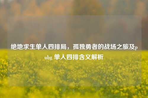 绝地求生单人四排局,孤独勇者的战场之旅及pubg 单人四排含义解析