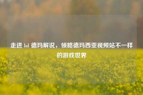 走进 lol 德玛解说，领略德玛西亚视频站不一样的游戏世界