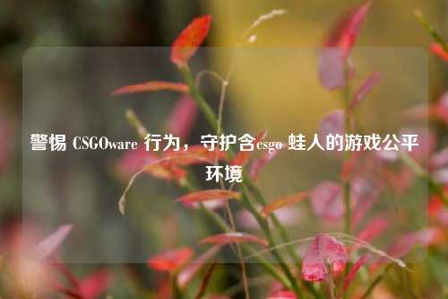警惕 CSGOware 行为，守护含csgo 蛙人的游戏公平环境