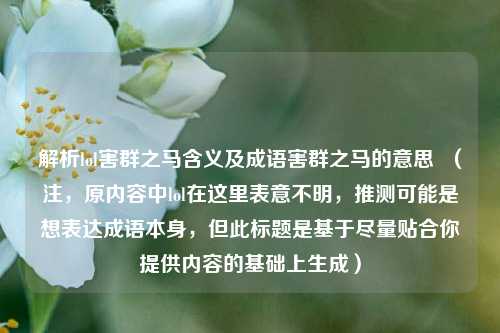 解析lol害群之马含义及成语害群之马的意思  （注，原内容中lol在这里表意不明，推测可能是想表达成语本身，但此标题是基于尽量贴合你提供内容的基础上生成）