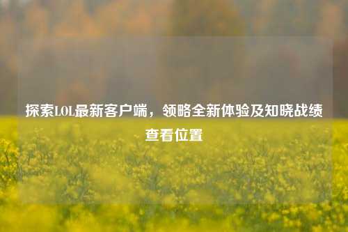 探索LOL最新客户端,领略全新体验及知晓战绩查看位置