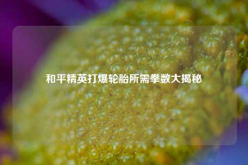和平精英打爆轮胎所需拳数大揭秘