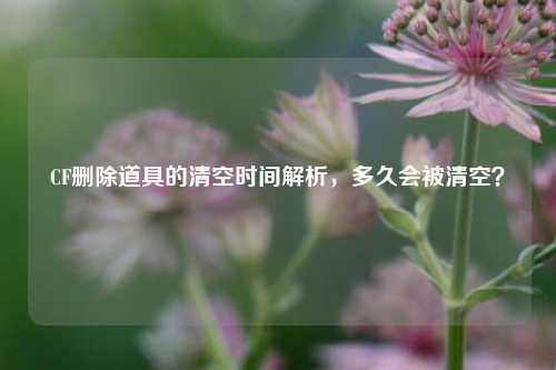 CF删除道具的清空时间解析，多久会被清空？