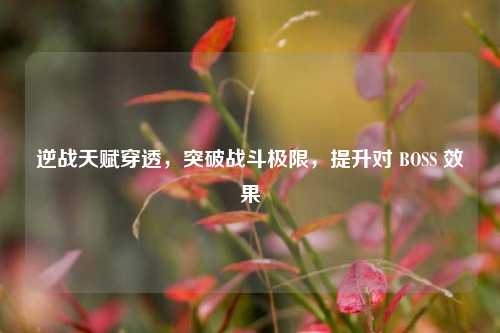 逆战天赋穿透,突破战斗极限,提升对 BOSS 效果