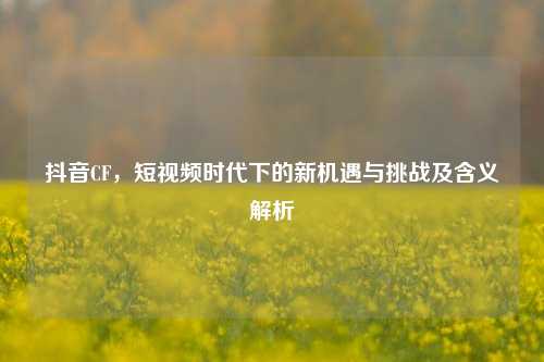 抖音CF,短视频时代下的新机遇与挑战及含义解析
