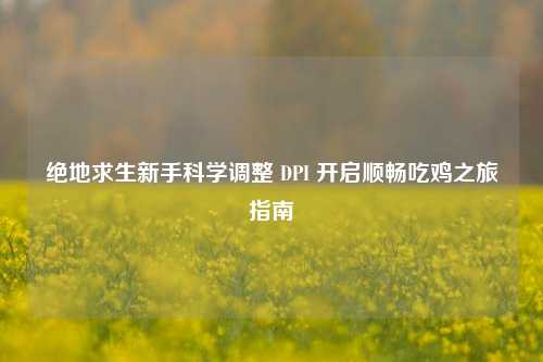 绝地求生新手科学调整 DPI 开启顺畅吃鸡之旅指南