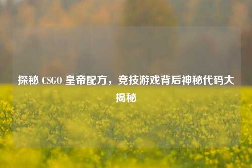 探秘 CSGO 皇帝配方，竞技游戏背后神秘代码大揭秘