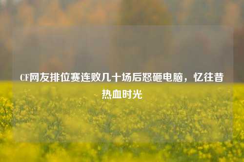 CF网友排位赛连败几十场后怒砸电脑,忆往昔热血时光