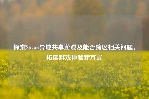 探索Steam异地共享游戏及能否跨区相关问题,拓展游戏体验新方式