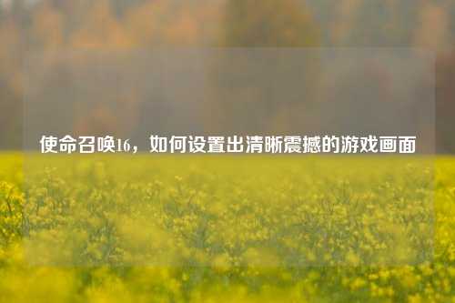 使命召唤16,如何设置出清晰震撼的游戏画面
