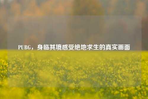 PUBG,身临其境感受绝地求生的真实画面