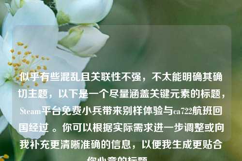似乎有些混乱且关联性不强，不太能明确其确切主题，以下是一个尽量涵盖关键元素的标题，Steam平台免费小兵带来别样体验与ca722航班回国经过 。你可以根据实际需求进一步调整或向我补充更清晰准确的信息，以便我生成更贴合你心意的标题 。