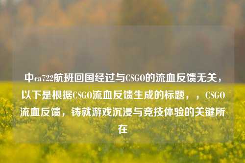 中ca722航班回国经过与CSGO的流血反馈无关，以下是根据CSGO流血反馈生成的标题，，CSGO流血反馈，铸就游戏沉浸与竞技体验的关键所在