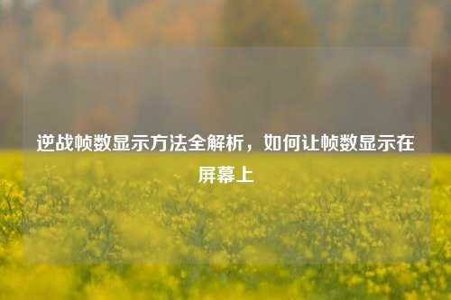 逆战帧数显示方法全解析，如何让帧数显示在屏幕上
