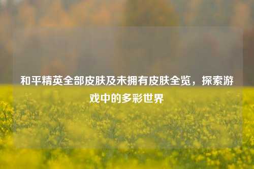 和平精英全部皮肤及未拥有皮肤全览,探索游戏中的多彩世界