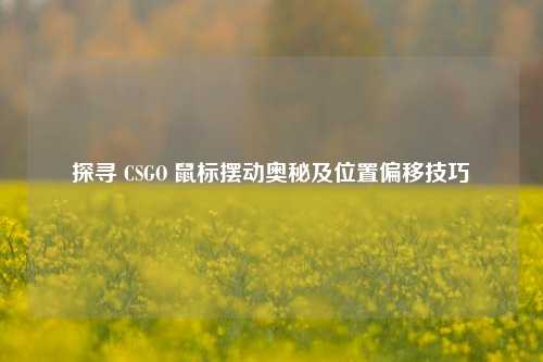 探寻 CSGO 鼠标摆动奥秘及位置偏移技巧
