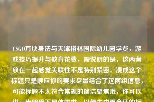 CSGO方块身法与天津格林国际幼儿园学费，游戏技巧提升与教育花费，需说明的是，这两者放在一起感觉关联性不是特别紧密，凑成这个标题只是顺应你的要求尽量结合了这两组信息，可能标题不太符合常规的简洁聚焦哦，你可以进一步明确下具体需求，以便生成更合适的标题 。