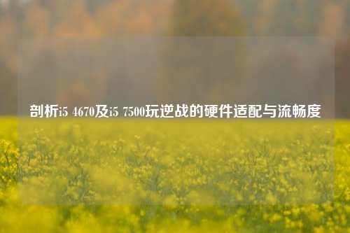 剖析i5 4670及i5 7500玩逆战的硬件适配与流畅度