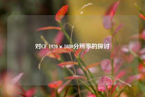 对CF 1920×1080分辨率的探讨