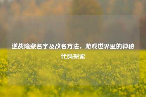 逆战隐藏名字及改名方法，游戏世界里的神秘代码探索