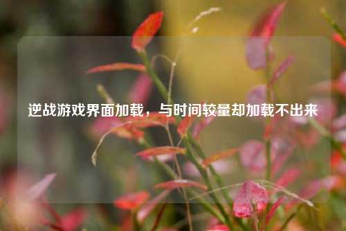 逆战游戏界面加载，与时间较量却加载不出来