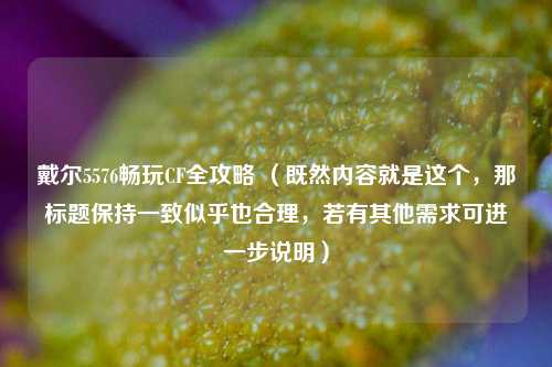 戴尔5576畅玩CF全攻略 (既然内容就是这个,那标题保持一致似乎也合理,若有其他需求可进一步说明)
