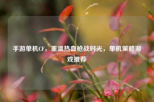 手游单机CF，重温热血枪战时光，单机策略游戏推荐