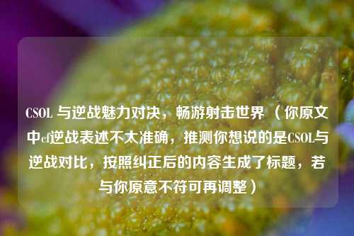 CSOL 与逆战魅力对决,畅游射击世界 (你原文中cf逆战表述不太准确,推测你想说的是CSOL与逆战对比,按照纠正后的内容生成了标题,若与你原意不符可再调整)