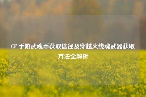 CF 手游武魂币获取途径及穿越火线魂武器获取方法全解析