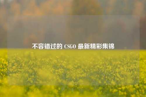 不容错过的 CSGO 最新精彩集锦