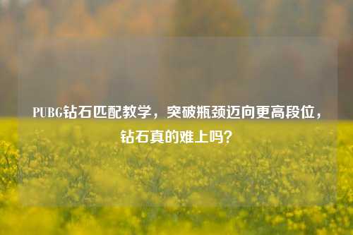 PUBG钻石匹配教学,突破瓶颈迈向更高段位,钻石真的难上吗?