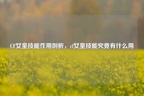 CF女皇技能作用剖析,cf女皇技能究竟有什么用