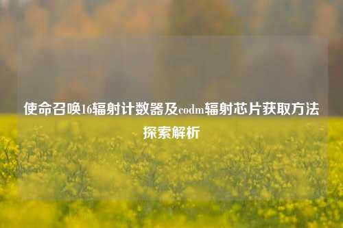 使命召唤16辐射计数器及codm辐射芯片获取方法探索解析