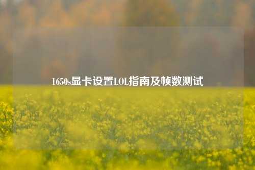 1650s显卡设置LOL指南及帧数测试