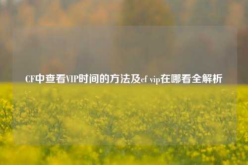 CF中查看VIP时间的方法及cf vip在哪看全解析