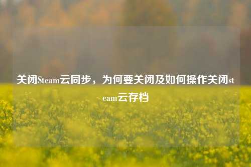 关闭Steam云同步,为何要关闭及如何操作关闭steam云存档