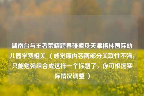 湖南台与王者荣耀跨界碰撞及天津格林国际幼儿园学费相关 (感觉原内容两部分关联性不强,只能勉强组合成这样一个标题了,你可根据实际情况调整 )
