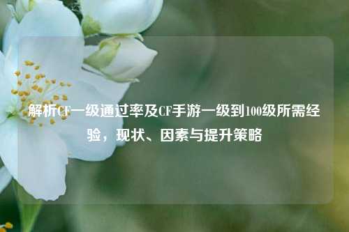 解析CF一级通过率及CF手游一级到100级所需经验,现状、因素与提升策略