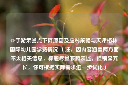 CF手游荣誉点下降原因及应对策略与天津格林国际幼儿园学费情况 （注，因内容涵盖两方面不太相关信息，标题尽量兼顾表述，但稍显冗长，你可根据实际需求进一步优化）