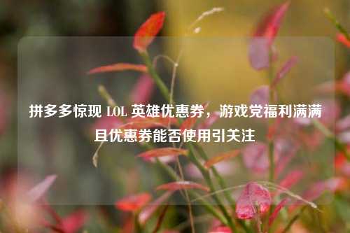 拼多多惊现 LOL 英雄优惠券，游戏党福利满满且优惠券能否使用引关注
