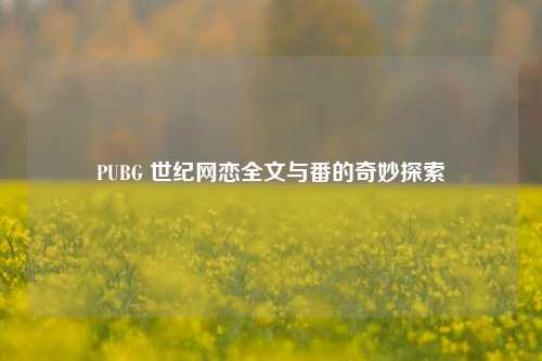 PUBG 世纪网恋全文与番的奇妙探索