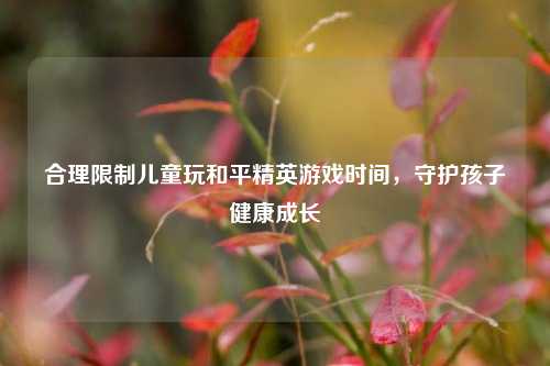 合理限制儿童玩和平精英游戏时间,守护孩子健康成长